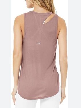 Alo Yoga Ribbed Peak Tank Woodrose Sleeveless Performance Top Women’s